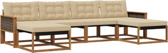 vidaXL Conjunto De Sof&aacute;s De Exterior 6 Uds. Natural Y Beige Vidaxl