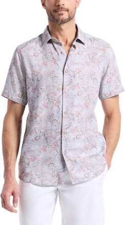 Robert Graham Windsong Floral Paisley Short Sleeve Button-Up Shirt in Multi at Nordstrom, Size Xxx-Large