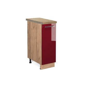 Vicco Armario De Farmacia Fame-line, Rojo Burdeos Alto Brillo, 30 Cm, Et Roble Vicco