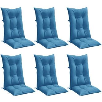 vidaXL Cojines Silla Respaldo Alto 6 Uds Tela Azul Melange 120x50x7 Cm Vidaxl