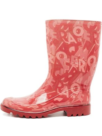 Ferragamo Stivali da pioggia con stampa - Rosso