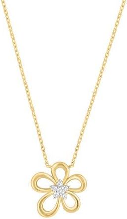 Effy 14K Gold Plated Sterling Silver Pav&eacute; Diamond Flower Pendant Necklace at Nordstrom Rack, Size 18