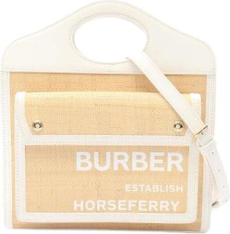 Burberry Pre-owned Raffia Satchel - Dames - Vintage Shopper - Beige - ONE Size - Leer - Vintage