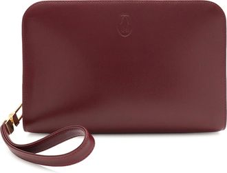 Cartier Bordeaux Red Color Leather Clutch Bag (Pre-Owned)