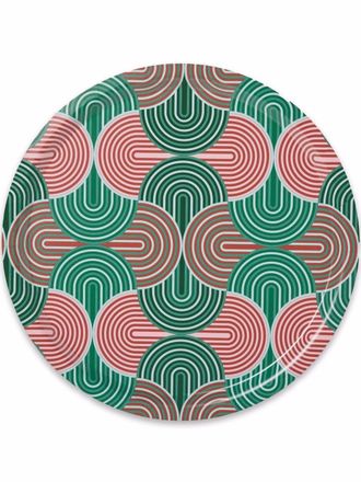 La DoubleJ Slinky line-graphic round tray - unisex - Wood - One Size - Green