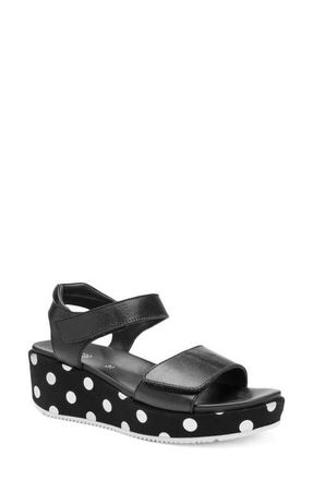 Ara Rosepetal Platform Wedge Sandal in Black/Black/Cream at Nordstrom, Size 9.5-10Us