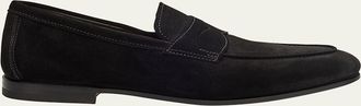 Santoni Mens Carlos Suede Penny Loafers