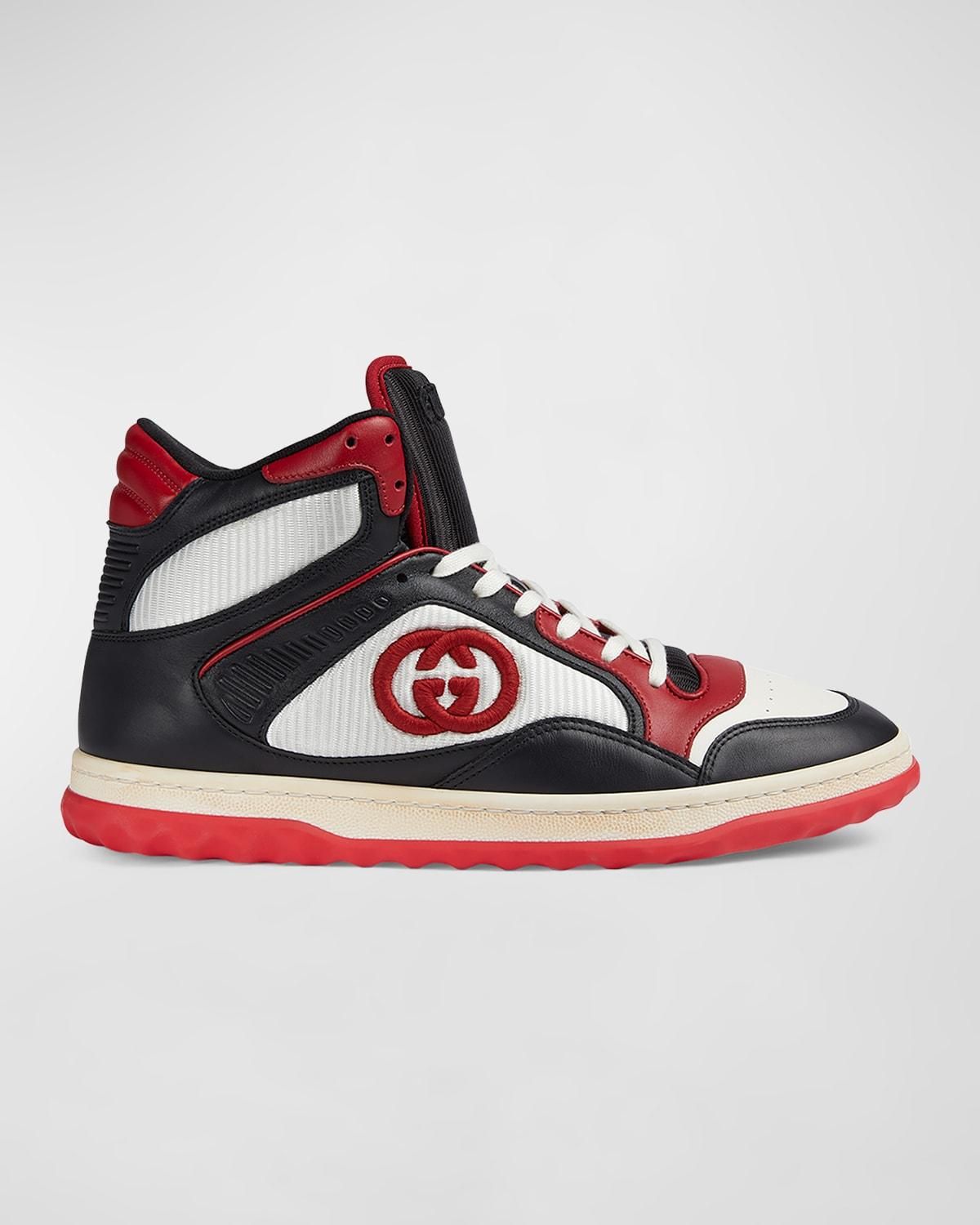 【送料&関税込】Gucci Panelled High Top Basketball Sneakers GUCCI Basket High Top Basketball Sneakers -White Green