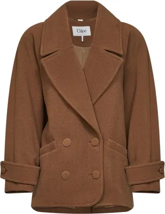Chlo&eacute; Short Double-Breasted Coat - female - Chlo&eacute; - Double-Breasted Coats - Brown - XS - Coats