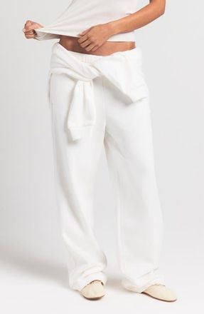 SKIMS Cotton Fleece Blend Classic Straight Leg Pants in Marble at Nordstrom, Size Xx-Small