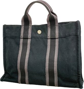 Herm&egrave;s Black Canvas Tote Bag (Pre-Owned)