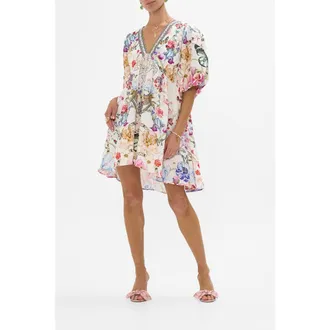 Camilla V Neck Puff Sleeve Short Dress Monserrate Magic at Nordstrom, Size X-Small Au