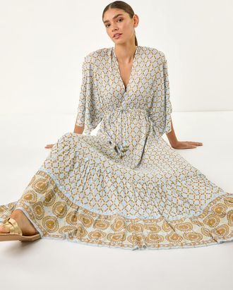 Roman Shimmer Boho Border Maxi Dress