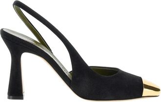 MARIA LUCA Schoenen, Dames, Zwart, 37 1/2 EU, Leer, Eleonora Metalen Neus Slingback
