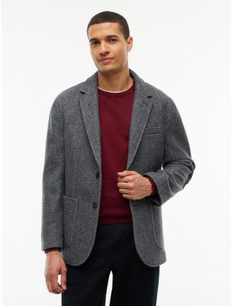 Tommy Hilfiger Mens Wool-Blend Herringbone Blazer - Dark Ash - 36
