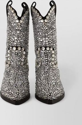 Dolce & Gabbana crystal-embellished suede leather cowboy boots
