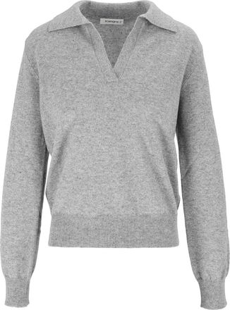 Kangra Cashmere Soft Knit Long-Sleeve Open Polo Shirt