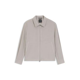 BOSS Relaxed-fit zip-up jacket in patterned virgin wool
