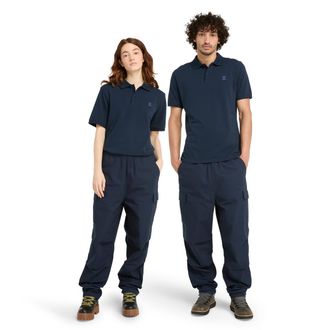 Timberland Poloshirt TIMBERLAND, Damen, Gr. S, blau (schwarz sapphir), Piqu&eacute;, Obermaterial: 100% Baumwolle, unifarben, hoch geschlossener Ausschnitt, eingesetzt 