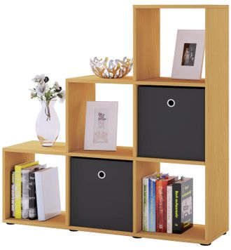 ebuy24 Ebuy24 - Estante De Madera Vcm De Pie Estante De Ahorro De Espacio Dimensiones: Al. 105 X An. 108 X T. 29 Cm Estante Elegante De Pie Estante De Almace