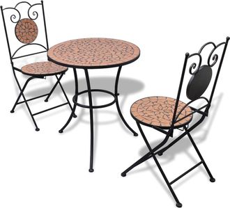 vidaXL Set De Mesa Y Sillas De Jard&iacute;n 3 Piezas Con Mosaico Terracota Vidaxl