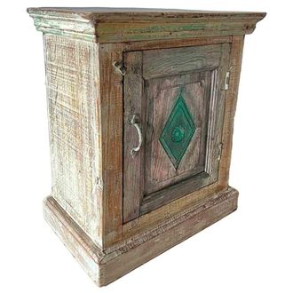 Wanderlust Deco Mesita de madera acabado artesanal marr&oacute;n 49x29x62h cm