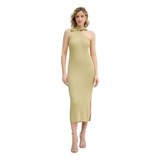 Karl Lagerfeld Midi Gebreide Jurk - Dames - Kleedjes - Groen - S - Leer - Kleedjes