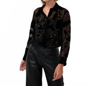 Esqualo Burnout Flower Blouse In Black
