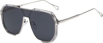 Generic UV400 Large Frame Mens Outdoor Driving Sunglasses Womens Party Photo Shooting Shopping Sun Glasses(Silver)