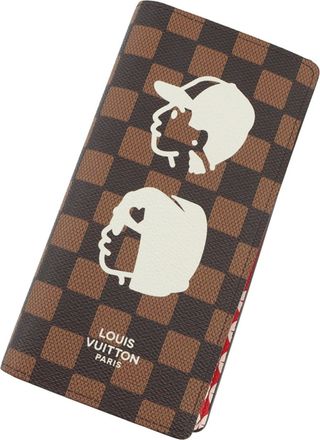 Louis Vuitton Damier Brown Damier Canvas Red Color Damier Canvas Long Wallet (Bi-Fold) (Pre-Owned)