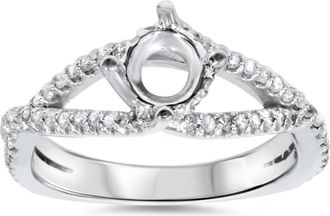 Pompeii3 3/8ct 14K White Gold Diamond Engagement Ring Semi Mount Size Selectable