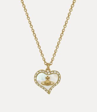 Vivienne Westwood Petra Pendant Necklace Goldwhitepearl-tint-mop-whitecrystal Brass Women
