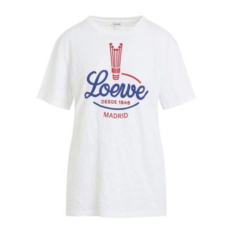 Loewe Crinkled Cotton-Blend T-shirt - female - Loewe - T-Shirts - White - M - Tops