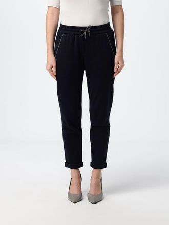 Brunello Cucinelli Pantaloni jogging in cotone a gamba dritta con monile