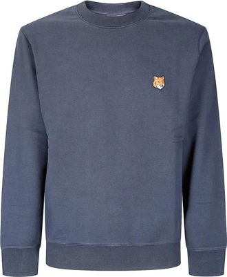 Maison Kitsun&eacute; Navy Blue Fox Head Geborduurde Sweatshirt - Heren - Sweatshirts - Blauw - M - Katoen - Hoodies & sweatvesten