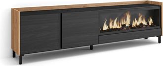 Skraut Home Skraut Home - Mueble Tv, Televisi&oacute;n, Muebles De Sal&oacute;n, Almacenaje, 212x35x61cm, Para Tv Hasta 80, Chimenea El&eacute;ctrica Xxl, Dise&ntilde;o Industrial, Estilo Mo