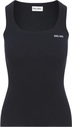 Miu Miu Dames, Tops, Blauw, Maat: S Katoen