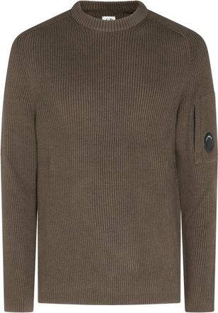 C.P. Company Trui met Ronde Hals en Volledige Ribbelkatoen - Heren - Ronde hals truien - Groen - 2XL - Katoen - Truien & Vesten