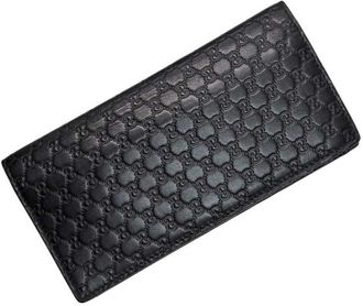 Gucci Black Leather Long Wallet (Bi-Fold) (Pre-Owned)
