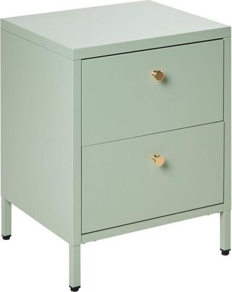 Beliani Bedside Table Mint Green Steel Nightstand Industrial Design 2 Drawers Bedroom Storage Furniture KYLEA