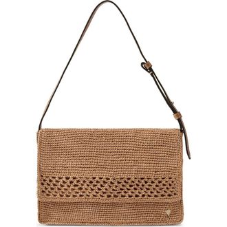 Helen Kaminski Poppy Crochet Raffia Shoulder Bag in Salmon at Nordstrom