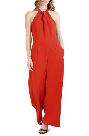 Julia Jordan Halter Neck Wide Leg Jumpsuit in Spice at Nordstrom Rack, Size 10