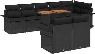 vidaXL Garden Sofa Set with Storage 9 pcs Black Poly rattan vidaXL