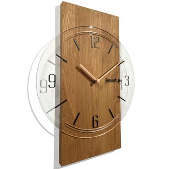 OEM Reloj De Pared De Madera, Dise&ntilde;o Geom&eacute;trico, Esfera Transparente De 40 Cm