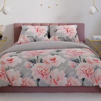 OEM Juego De Cama Marigold 220x200 Cm - Sat&eacute;n De Algod&oacute;n, Estampado Floral En Tonos Rosas
