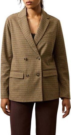 Faherty Inlet Houndstooth Double Breasted Knit Blazer in Rockhill Houndstooth at Nordstrom Rack, Size Xx-Small