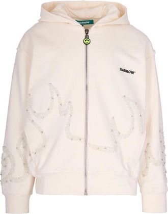 Barrow Sweatshirt met rits en applicaties - Heren - Vesten met rits - Beige - L - Katoen - Hoodies & sweatvesten