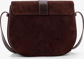 Staud Womens Crossbody Bag Bella Saddle Brown Suede Leather Shoulder