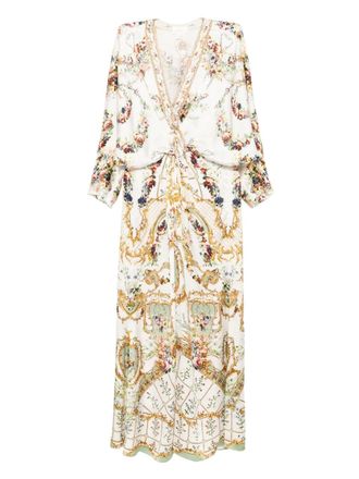 Camilla Jurk met bloemenprint - Wit