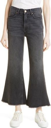 The Great. The Great The Kick Bell Raw Hem Crop Nonstretch Jeans in Onyx Wash at Nordstrom Rack, Size 26